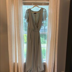 DB Studios- Dusty Sage Flutter Sleeve Wrap Dress Size 18 NWT